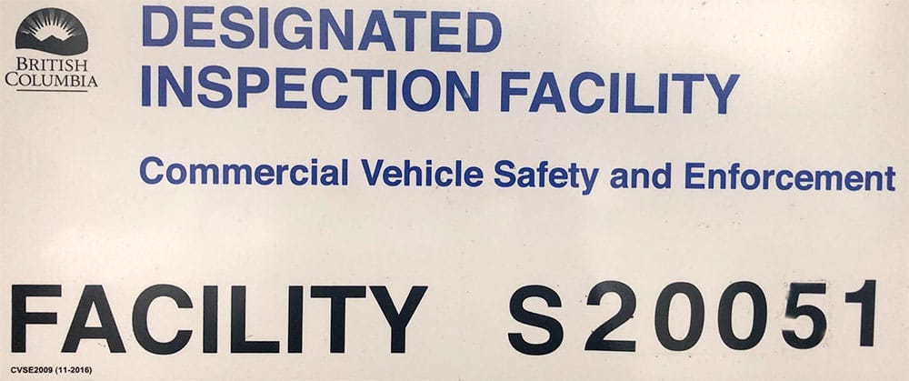 Label showing DESIGNATED INSPECTION FACILITY